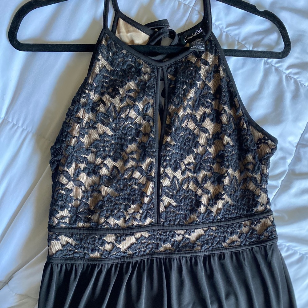 Black Lace Keyhole Semi Formal Dress/Gown